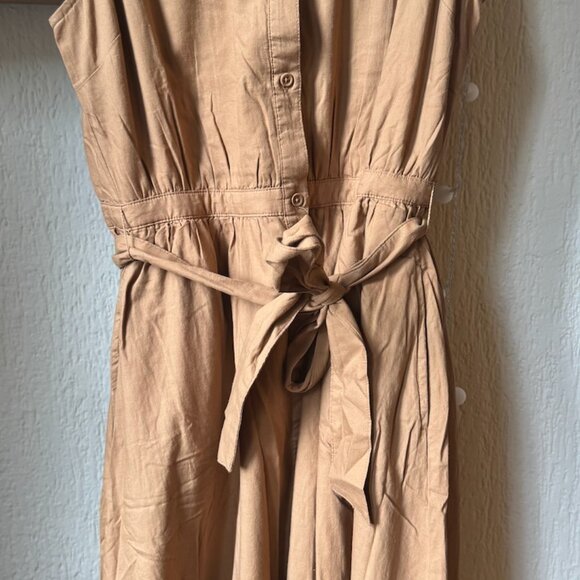 Women's Brown Sugar Sunset Lightweight Cotton Sleeveless Shirtdress M (NWOT) - Picture 2 of 5